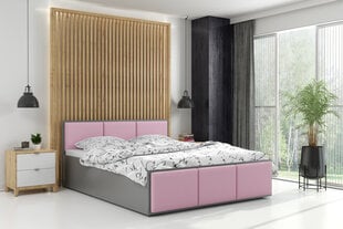 Кровать из эко кожаной BMS634 Серый/Розовый цена и информация | Кровати | pigu.lt