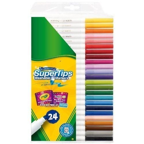 Nuplaunami flomasteriai Crayola Super Tips, 24 vnt. kaina ir informacija | Piešimo, tapybos, lipdymo reikmenys | pigu.lt