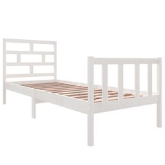 vidaXL Lovos rėmas, baltas, 75x190cm, pušies masyvas, vienvietis цена и информация | Кровати | pigu.lt