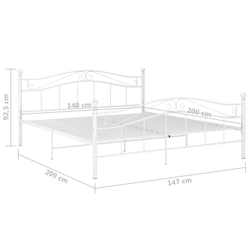 Lovos rėmas, baltos spalvos, 140x200cm, metalas kaina ir informacija | Lovos | pigu.lt