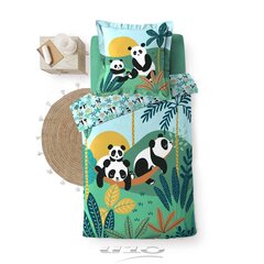 Комплект постельного белья Douceur d'Intérieur Panda Life, зеленый, 140 x 200 + 63 x 63 см цена и информация | Детское постельное бельё | pigu.lt