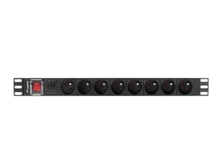 LANBERG POWER STRIP PDU RACK 19&quot; (1U, 16A, 8X 230V PL, 2м) цена и информация | Аксессуары для корпусов | pigu.lt