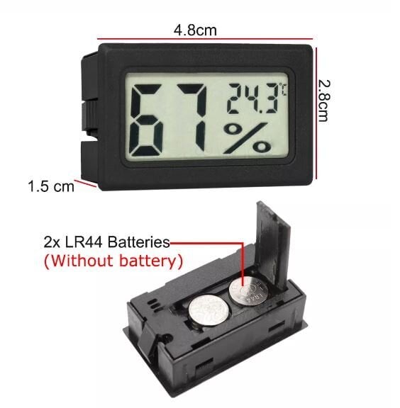 Skaitmeninis termometras MINI Higrometras juodas цена и информация | Meteorologinės stotelės, termometrai | pigu.lt