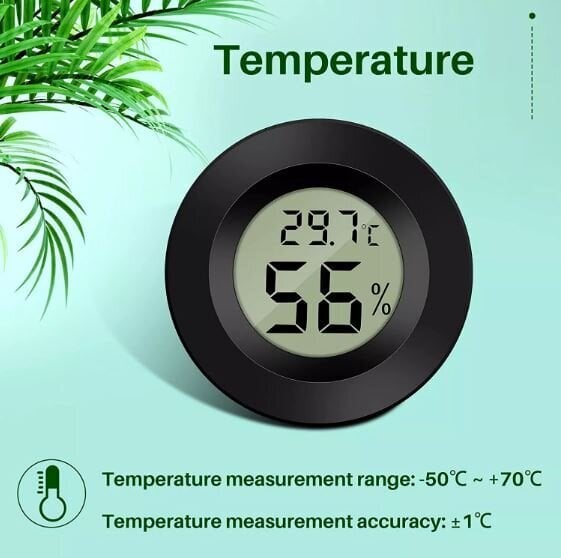 Mini termometras/hiprometras, įdėtas į roplių/gyvūnų dėžutę - 1 vnt. цена и информация | Meteorologinės stotelės, termometrai | pigu.lt