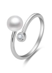 Atviras sidabrinis žiedas su perlu ir cirkoniu Beneto AGG469P kaina ir informacija | Žiedai | pigu.lt