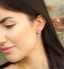Madingi sidabriniai auskarai su žaliais cirkoniais Beneto kaina ir informacija | Auskarai | pigu.lt