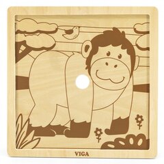 Деревянный пазл из 9 деталей Вига, горилла цена и информация | Пазлы | pigu.lt