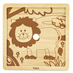 Деревянный пазл из 9 деталей Viga, лев цена и информация | Пазлы | pigu.lt