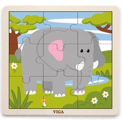 Деревянный пазл из 9 деталей Viga, слон цена и информация | Пазлы | pigu.lt