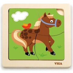 Деревянный пазл Viga, лошадь цена и информация | Пазлы | pigu.lt