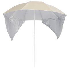 vidaXL Paplūdimio skėtis su šoninėmis sienomis, smėlio spalvos, 215cm цена и информация | Зонты, маркизы, стойки | pigu.lt