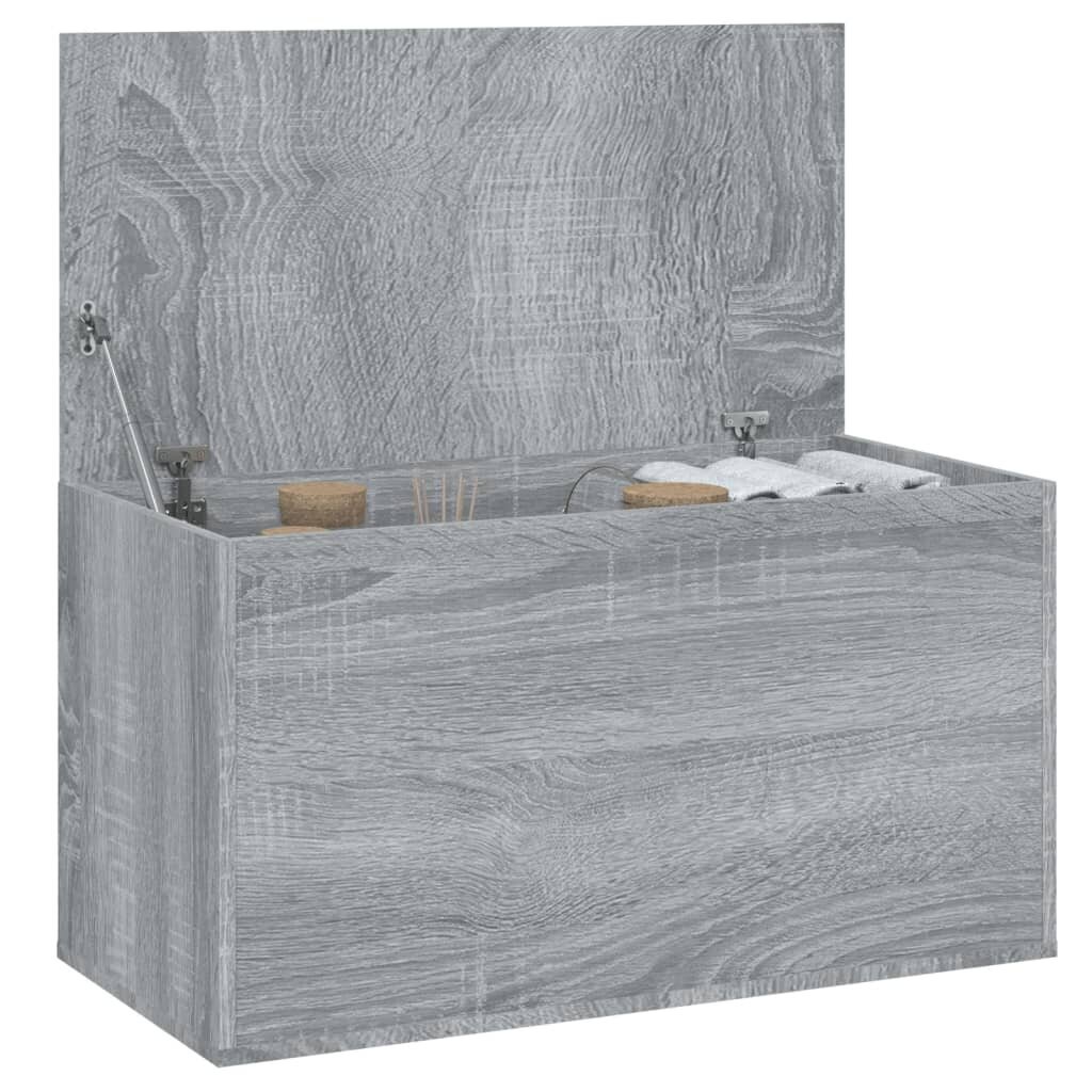 vidaXL Daiktadėžė, pilkos ąžuolo spalvos, 84x42x46cm, apdirbta mediena kaina ir informacija | Daiktadėžės | pigu.lt