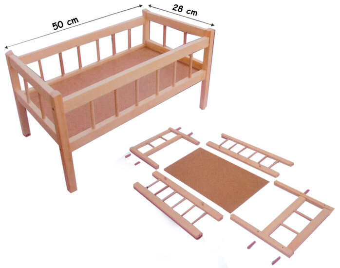 Medinė lovytė lėlei kaina ir informacija | Žaislai mergaitėms | pigu.lt