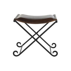Подставка для ног DKD Home Decor, чёрный металл, кожа, темно-коричневый Vintage (56 x 44,5 x 45 см) цена и информация | Кресла-мешки и пуфы | pigu.lt