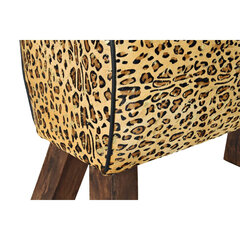 Подставка для ног DKD Home Decor, чёрный, деревянный, коричневая кожа Леопардовый (67 x 30 x 51 см) цена и информация | Кресла-мешки и пуфы | pigu.lt
