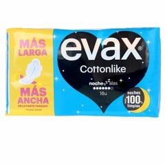 Ночные прокладки с крылышками Evax Cottonlike (18 uds) цена и информация | Тампоны, гигиенические прокладки для критических дней, ежедневные прокладки | pigu.lt