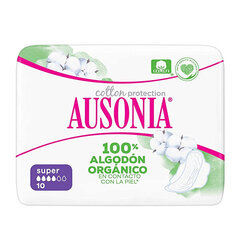 Супер прокладки с крылышками ORGANIC Ausonia (10 uds) цена и информация | Тампоны, гигиенические прокладки для критических дней, ежедневные прокладки | pigu.lt