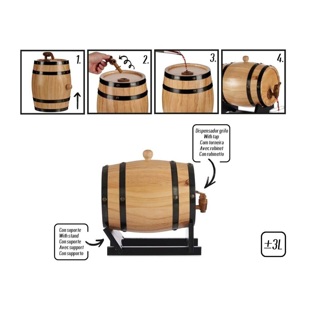 Wine Barrel statinė, 3 l kaina ir informacija | Taurės, puodeliai, ąsočiai | pigu.lt
