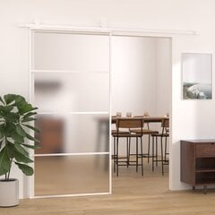 vidaXL Stumdomos durys, baltos, 102,5x205cm, ESG stiklas ir aliuminis цена и информация | Межкомнатные двери | pigu.lt