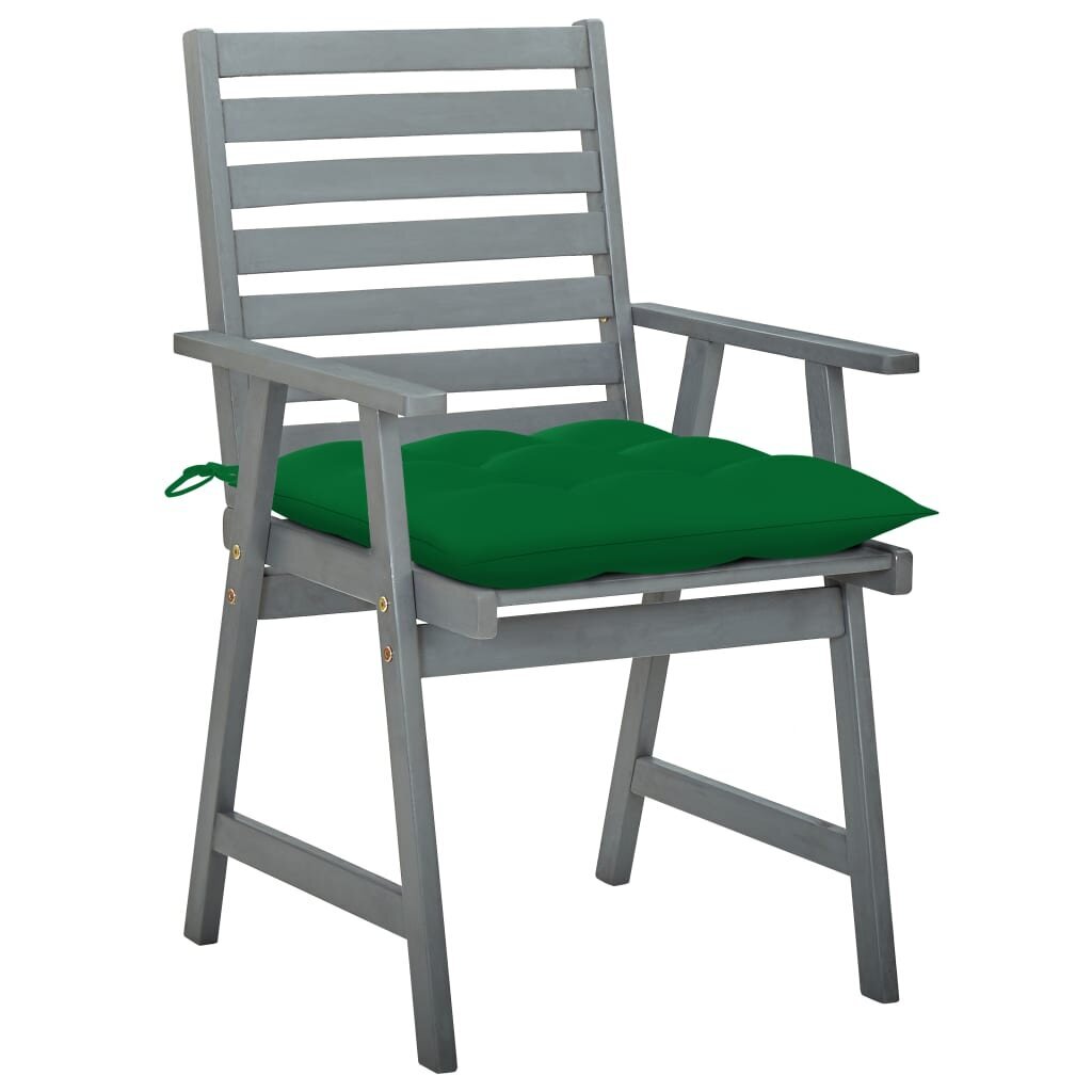 vidaXL Lauko valgomojo kėdės su pagalvėlėmis, 3vnt., akacijos masyvas цена и информация | Lauko kėdės, foteliai, pufai | pigu.lt