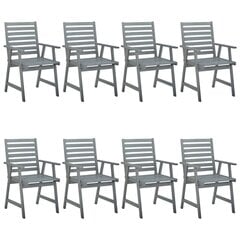 vidaXL Lauko valgomojo kėdės su pagalvėlėmis, 8vnt., akacijos masyvas kaina ir informacija | Lauko kėdės, foteliai, pufai | pigu.lt