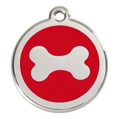 Фирменная табличка для ожерелья Red Dingo Кость Красный Размер М (Ø 30 mm) цена и информация | Ошейники, подтяжки для собак | pigu.lt