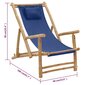 vidaXL Terasos kėdė, tamsiai mėlynos spalvos, bambukas ir drobė kaina ir informacija | Lauko kėdės, foteliai, pufai | pigu.lt