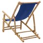 vidaXL Terasos kėdė, tamsiai mėlynos spalvos, bambukas ir drobė kaina ir informacija | Lauko kėdės, foteliai, pufai | pigu.lt