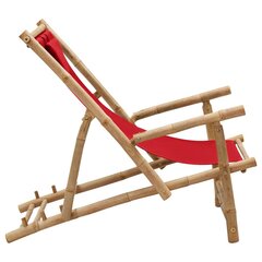 vidaXL Terasos kėdė, raudonos spalvos, bambukas ir drobė цена и информация | Садовые стулья, кресла, пуфы | pigu.lt