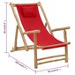vidaXL Terasos kėdė, raudonos spalvos, bambukas ir drobė kaina ir informacija | Lauko kėdės, foteliai, pufai | pigu.lt