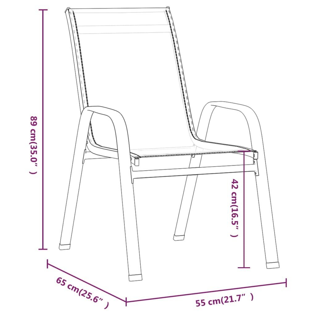 Sudedamos sodo kėdės, 6vnt., pilkos, tekstileno audinys kaina ir informacija | Lauko kėdės, foteliai, pufai | pigu.lt
