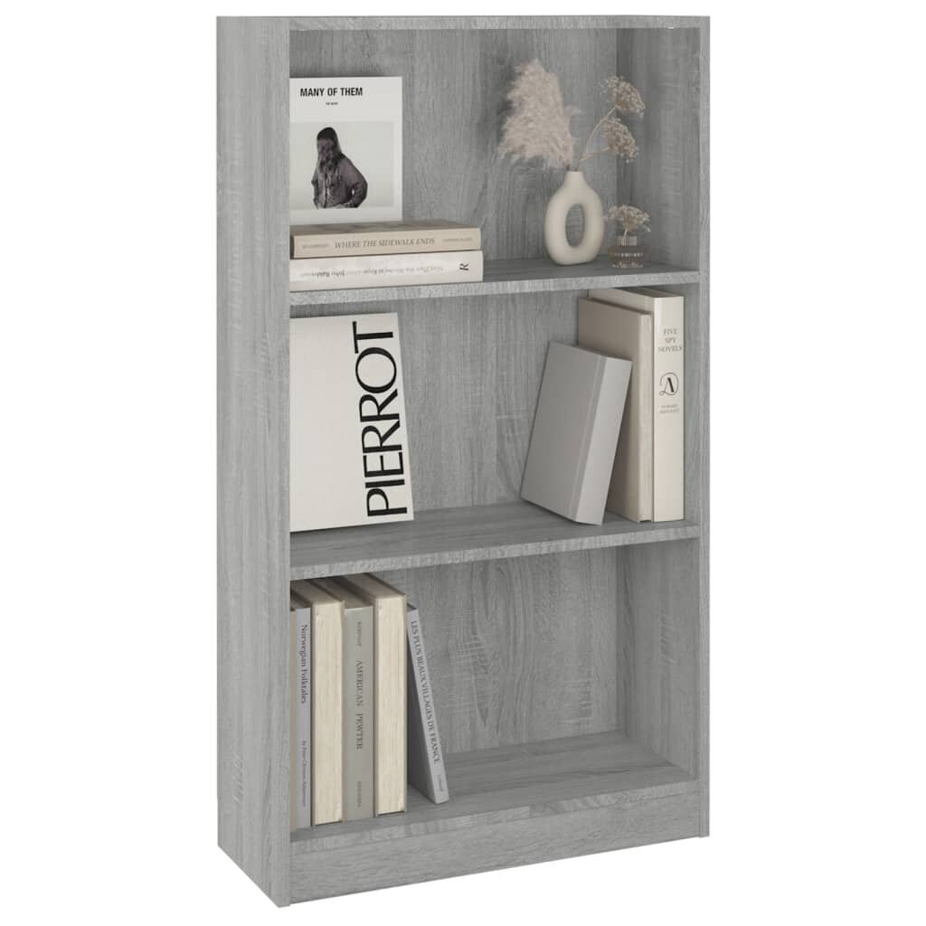 vidaXL Spintelė knygoms, pilka ąžuolo, 60x24x109cm, apdirbta mediena kaina ir informacija | Lentynos | pigu.lt