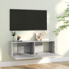 Sieninė televizoriaus spintelė, pilka, 100x30x30 cm, mediena kaina ir informacija | TV staliukai | pigu.lt