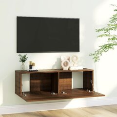 Sieninė televizoriaus spintelė, ruda, 100x30x30 cm, mediena kaina ir informacija | TV staliukai | pigu.lt