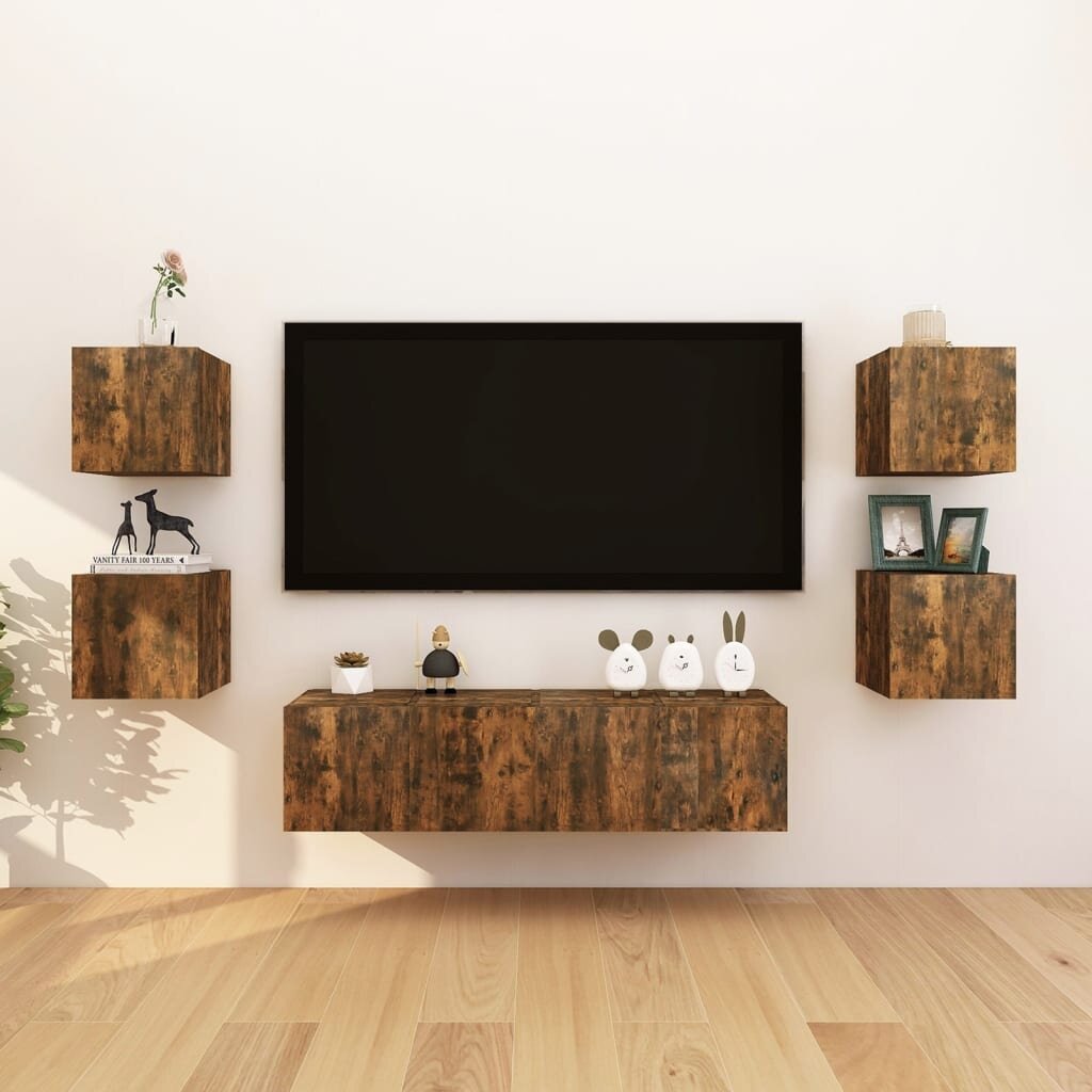 Sieninė televizoriaus spintelė, dūminio ąžuolo, 30,5x30x30cm kaina ir informacija | TV staliukai | pigu.lt