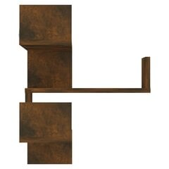 Sieninė kampinė lentyna, dūminio ąžuolo, 40x40x50cm, mediena цена и информация | Полки | pigu.lt