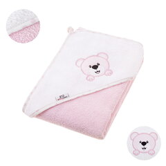 Полотенце с капюшоном Bocioland 80x80, розовое, мишка, BL024 цена и информация | Товары для купания | pigu.lt