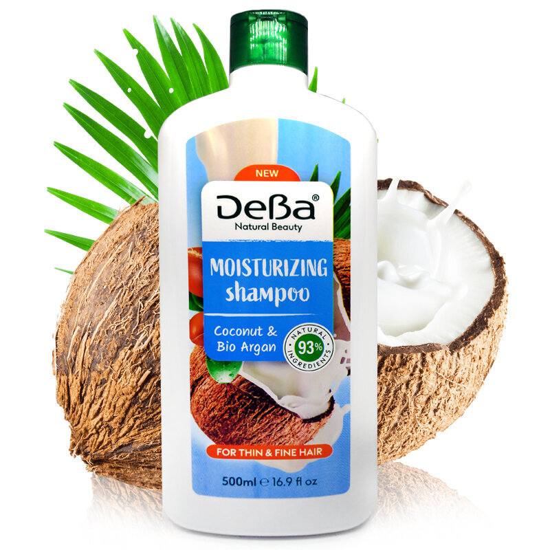 Drėkinamasis šampūnas su kokosų pienu ir argano aliejumi Deba, 500 ml kaina ir informacija | Šampūnai | pigu.lt