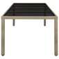 vidaXL Sodo stalas, smėlio spalvos, 250x100x75cm, stiklas/poliratanas kaina ir informacija | Lauko stalai, staliukai | pigu.lt
