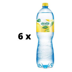 Stalo vanduo Akvilė, su citrinos aromatu, lengvai gazuotas, 1,5l x 6 vnt. pakuotė kaina ir informacija | Vanduo | pigu.lt