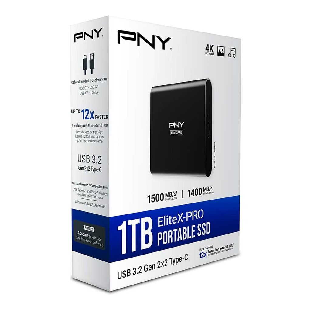 PNY EliteX-Pro, 1TB kaina ir informacija | Išoriniai kietieji diskai (SSD, HDD) | pigu.lt