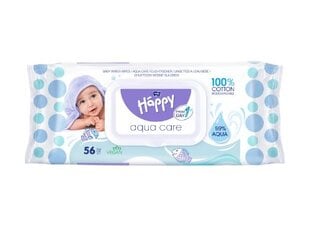 Drėgnos servetėlės ​​Happy Aqua Care kūdikiams, 56 vnt kaina ir informacija | Vatos gaminiai, drėgnos servetėlės | pigu.lt