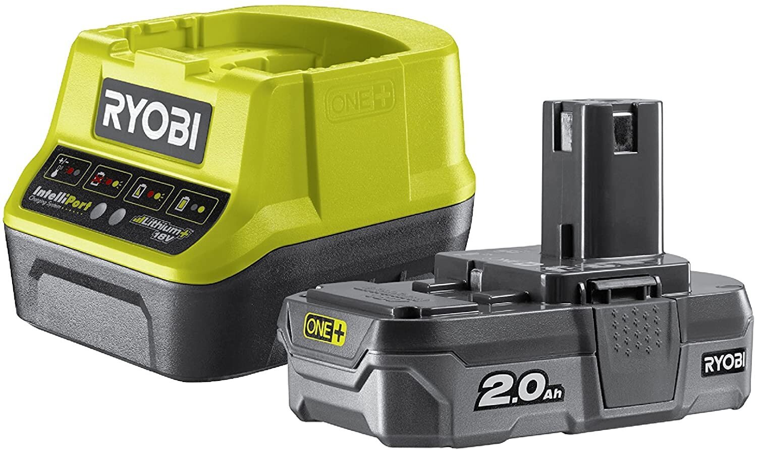 Ryobi 18V + pakrovėjas 2.0 ah baterija RC18120-120 kaina ir informacija | Suktuvai, gręžtuvai | pigu.lt