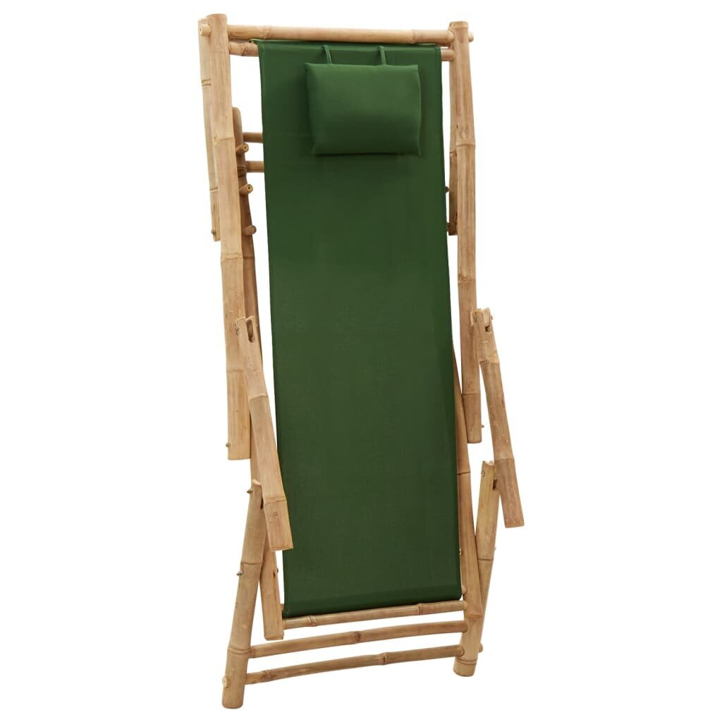 Terasos kėdė, žalios spalvos, bambukas ir drobė kaina ir informacija | Lauko kėdės, foteliai, pufai | pigu.lt