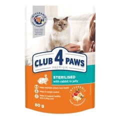 Club 4 Paws Premium visavertis konservuotas ėdalas suaugusioms sterilizuotoms katėms su triušiena drebučiuose, 80 g x 24 vnt. kaina ir informacija | Konservai katėms | pigu.lt