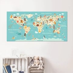 Pasaulio žemėlapis su vandenynų bei žemynų pavadinimais, smeigtukai dovanų! DB012 200x100 Cm. kaina ir informacija | Žemėlapiai | pigu.lt