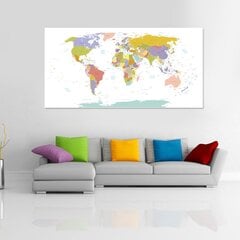 Pasaulio žemėlapis su valstybių bei sostinių pavadinimais, smeigtukai dovanu! DB004 140x70 Cm. kaina ir informacija | Žemėlapiai | pigu.lt