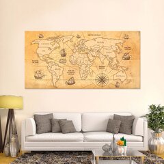 Карта мира с названиями стран и столиц DB003, 100x50 см, булавки в подарок! цена и информация | Карты мира | pigu.lt