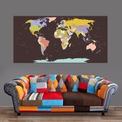 Pasaulio žemėlapis su valstybių bei sostinių pavadinimais, smeigtukai dovanu! DB002 100x50 Cm. kaina ir informacija | Žemėlapiai | pigu.lt