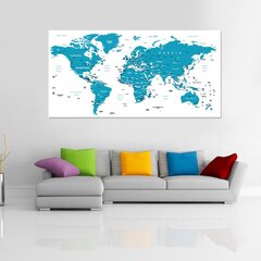 Карта мира с названиями стран и столиц DB001, 140x70 см, булавки в подарок! цена и информация | Карты мира | pigu.lt